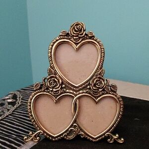 Source Unknown Gold Triple Heart Photo Frame